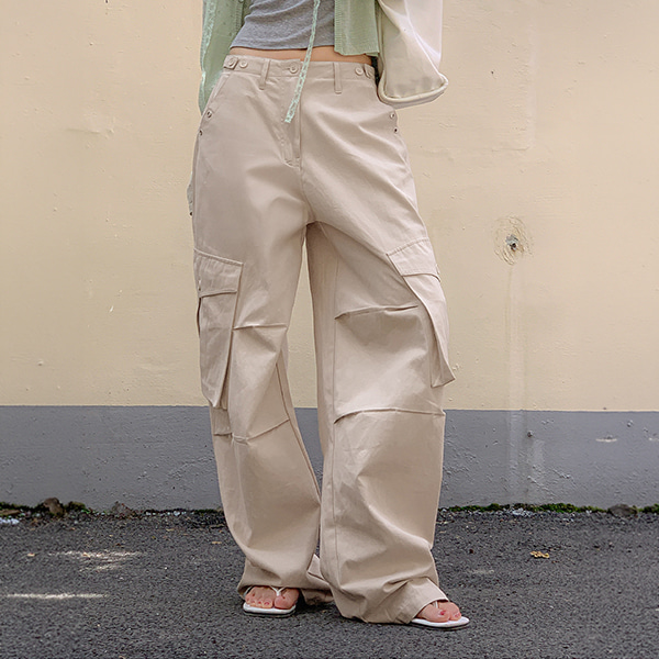 ♥ H O T P I N G ♥ | サイドボタンカーゴワイドパンツ【S-3XL】(長