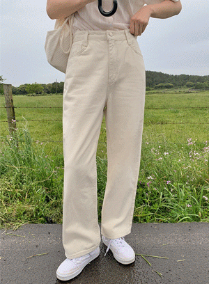 [MADE] 後鬆緊寬管棉質長褲(25~36)