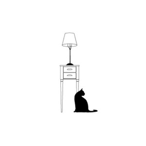 (3-D1268) Wood Stamp- Cat and Lamp