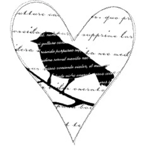 (3-F1439) Wood Stamp- Heart Bird Keepsake