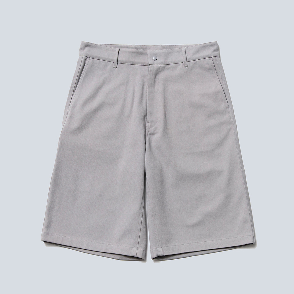 WIDE LONG SHORTS (WASHED COTTON)(LIGHT GREY)