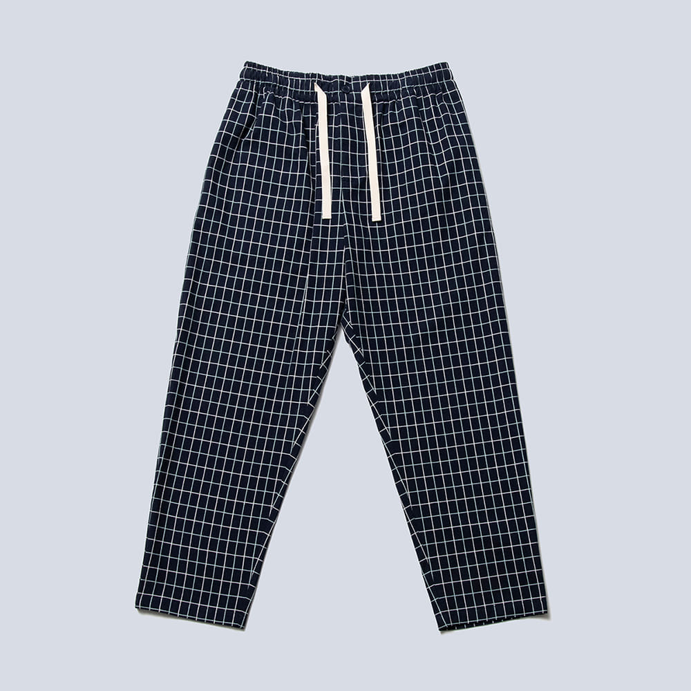 SMALL CHECK EASY PANTS (SKYBLUE &amp; WHITE)NAVY