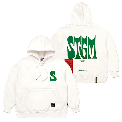 22 LETTER HORN HEAVY SWEAT HOODIE WHITE IVORY