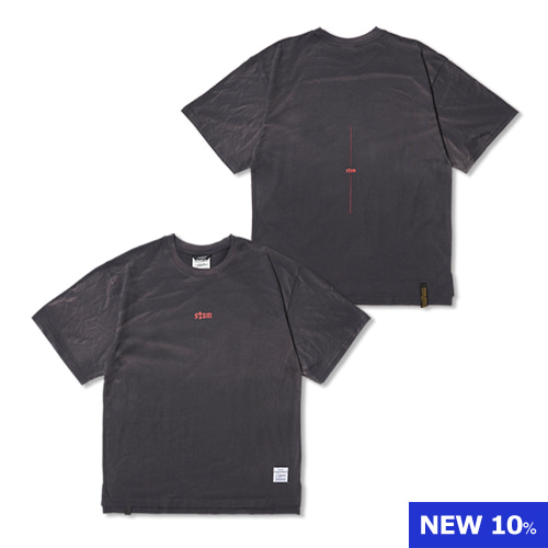 STGM Logo Vintage-Like Washed Oversized Short Sleeves T-Shirts Charcoal