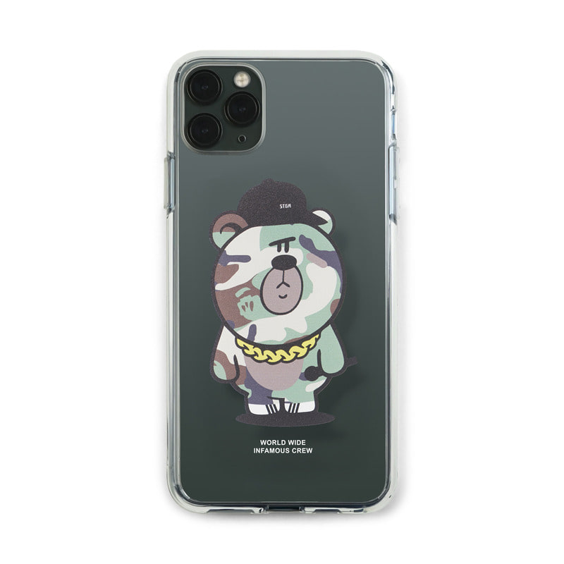 PHONE CASE CAMOUFLAGE BEAR GREEN CLEAR iPHONE 11 / 11 Pro / 11 Pro Max