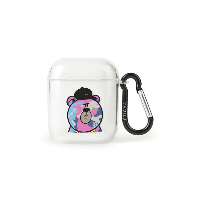 AirPods CASE CAMOUFLAGE BEAR PINK CLEAR