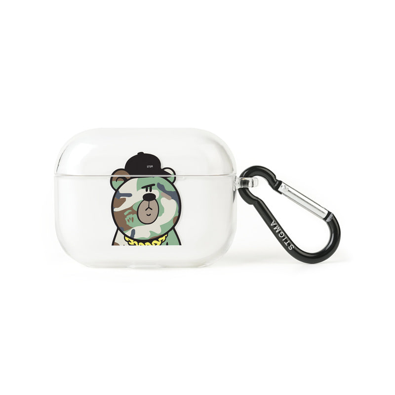 AirPods Pro CASE CAMOUFLAGE BEAR GREEN CLEAR