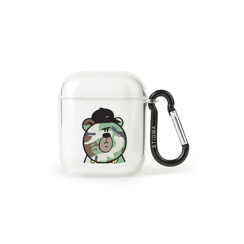 AirPods CASE CAMOUFLAGE BEAR GREEN CLEAR