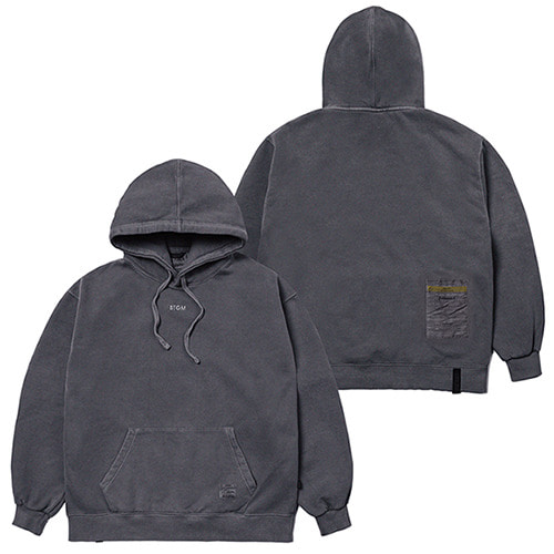 22 SCRAPE PIGMENT OVERSIZED HEAVY SWEAT HOODIE CHARCOAL