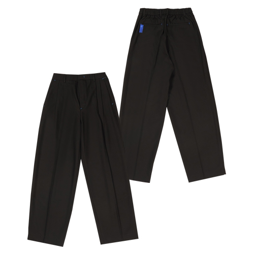 23 TWO TUCK  BANDING WIDE SLACKS BLACK