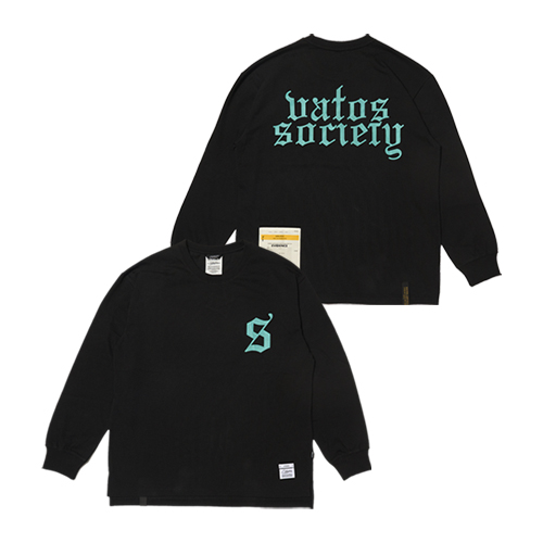 OLD LETTER  OVERSIZED LONG SLEEVES T-SHIRTS BLACK