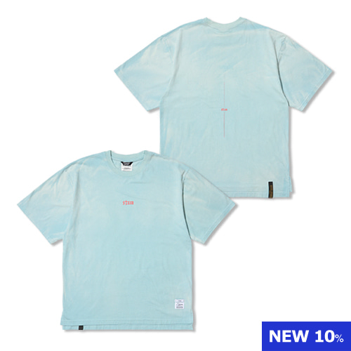 STGM Logo Vintage-Like Washed Oversized Short Sleeves T-Shirts Sky Blue