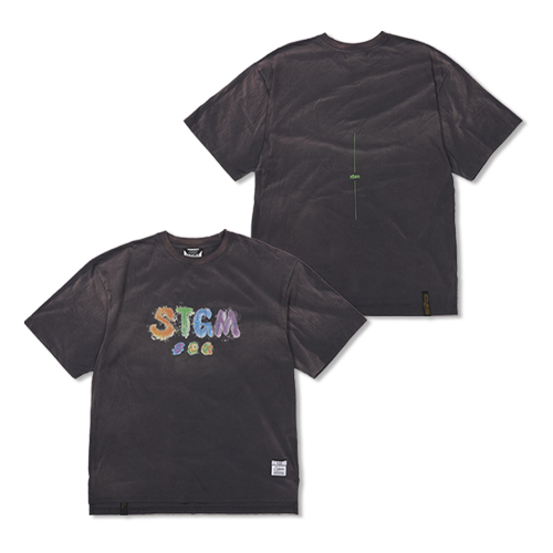 Crayon STGM Vintage-Like Washed Oversized Short Sleeves T-Shirts Charcoal