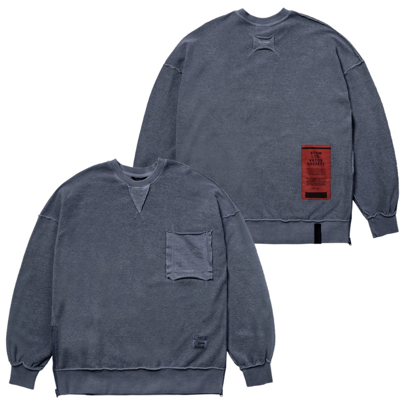 22 INSIDEOUT PIGMENT OVERSIZED MEDIUM SWEAT CREWNECK NAVY