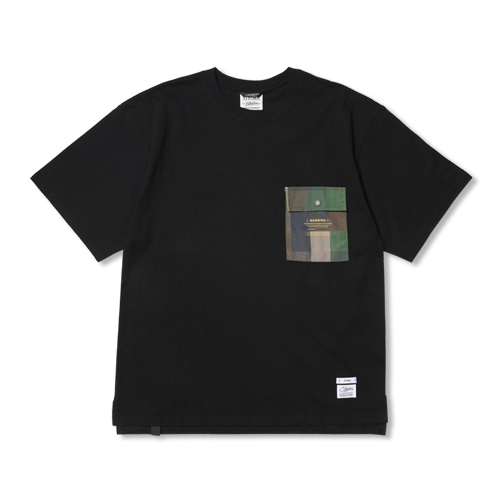 Square Camouflage Pocket Oversized Short Sleeves T-Shirts Black