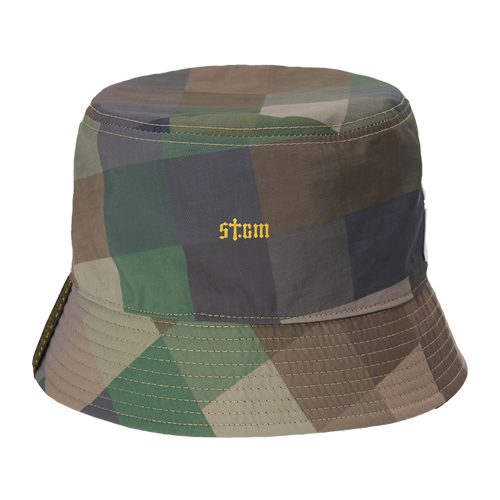 Square Camouflage Reversible Bucket Hat Green