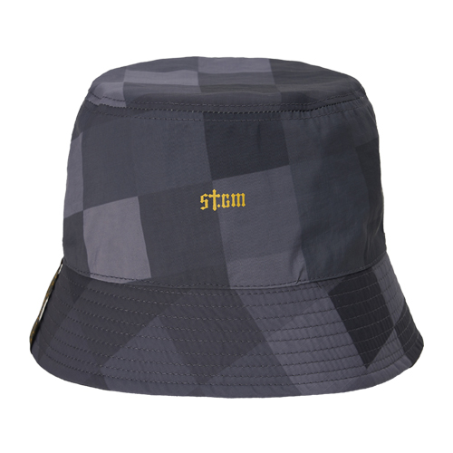 Square Camouflage Reversible Bucket Hat Gray