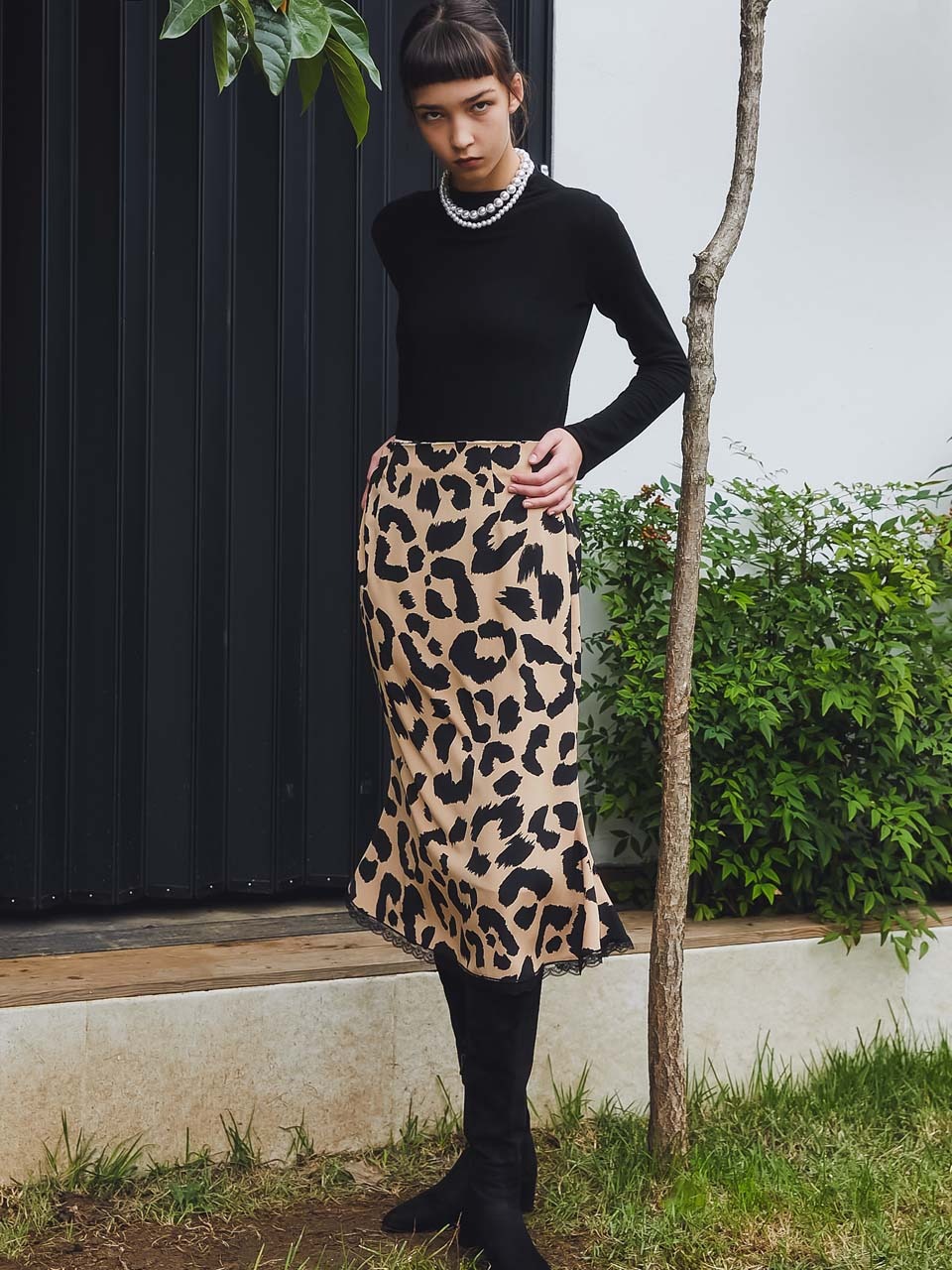 Leopard Midi Skirts_Beige