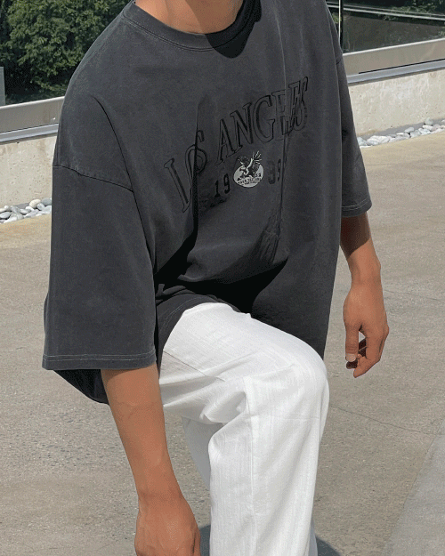 로스 피그먼트 오버핏 반팔 티셔츠