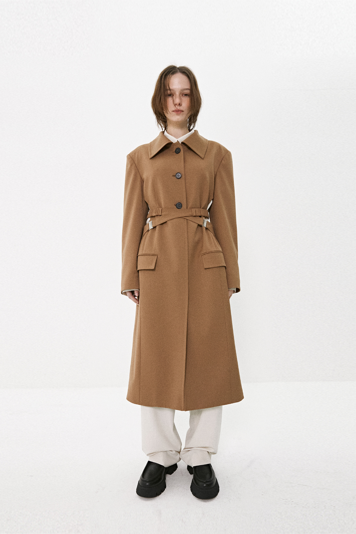 Cross Belted Cut-Out Coat_BR