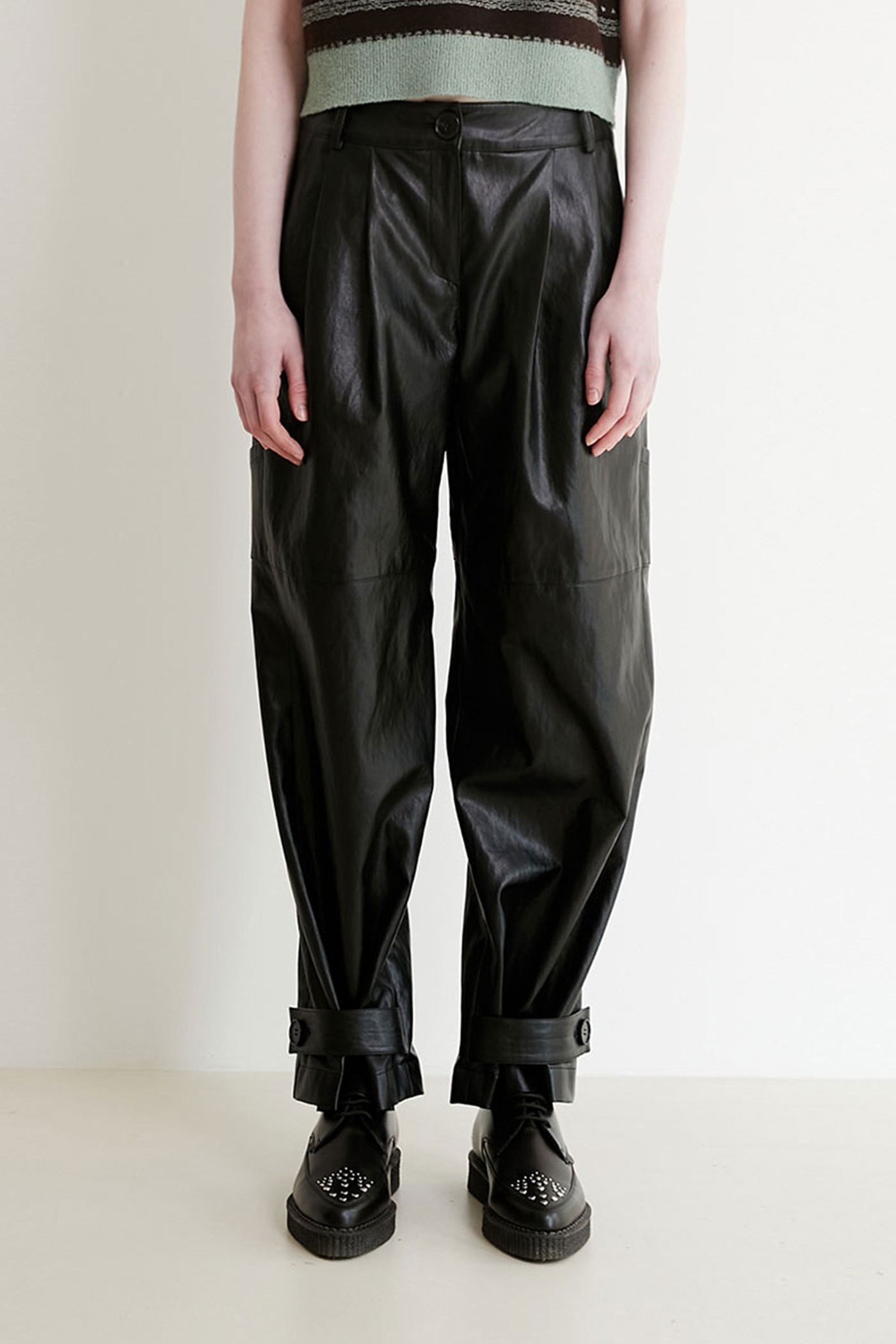 Faux-LeatherTapered Trousers