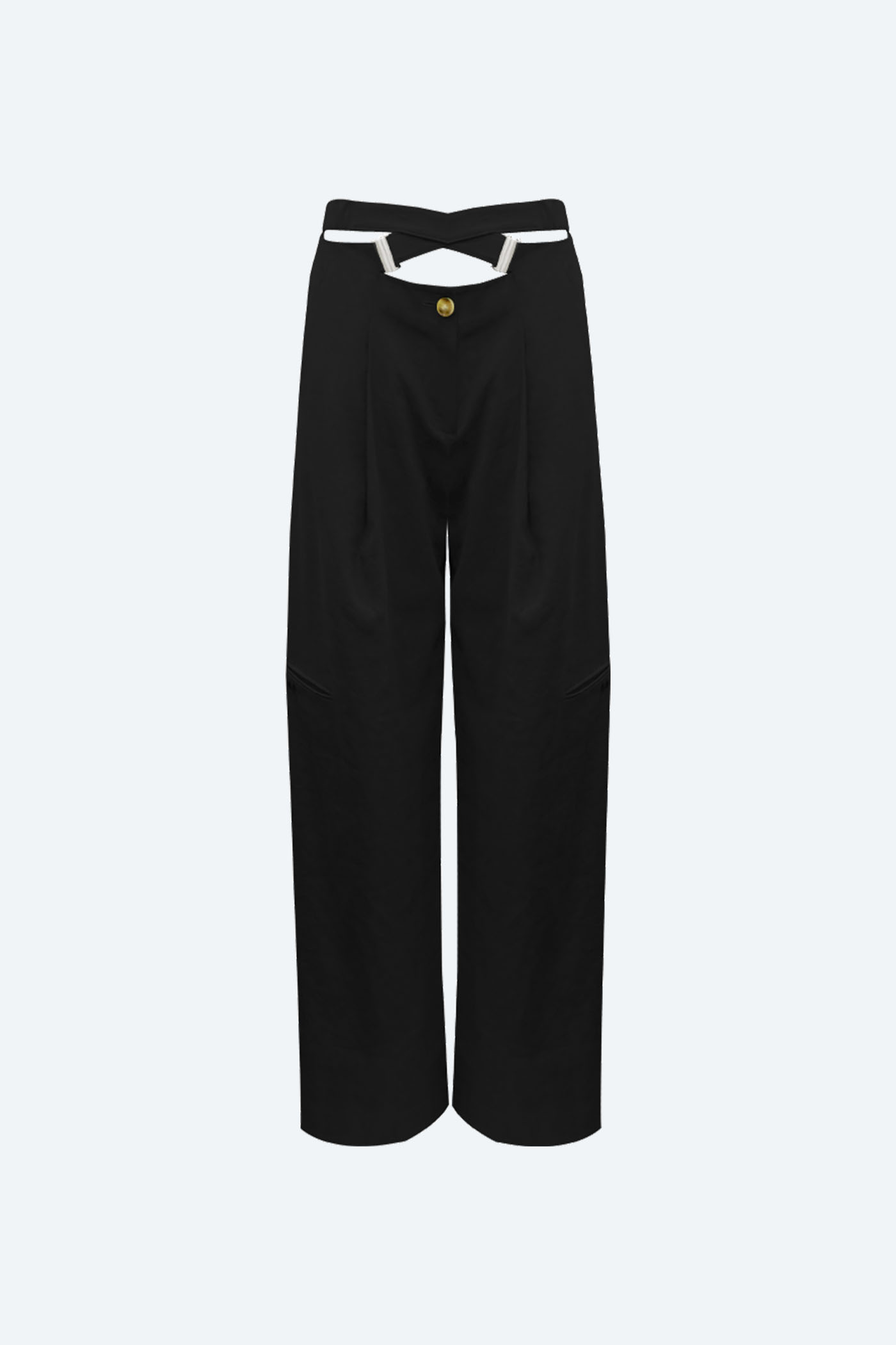 Cross Belted Wide Trousers_BK