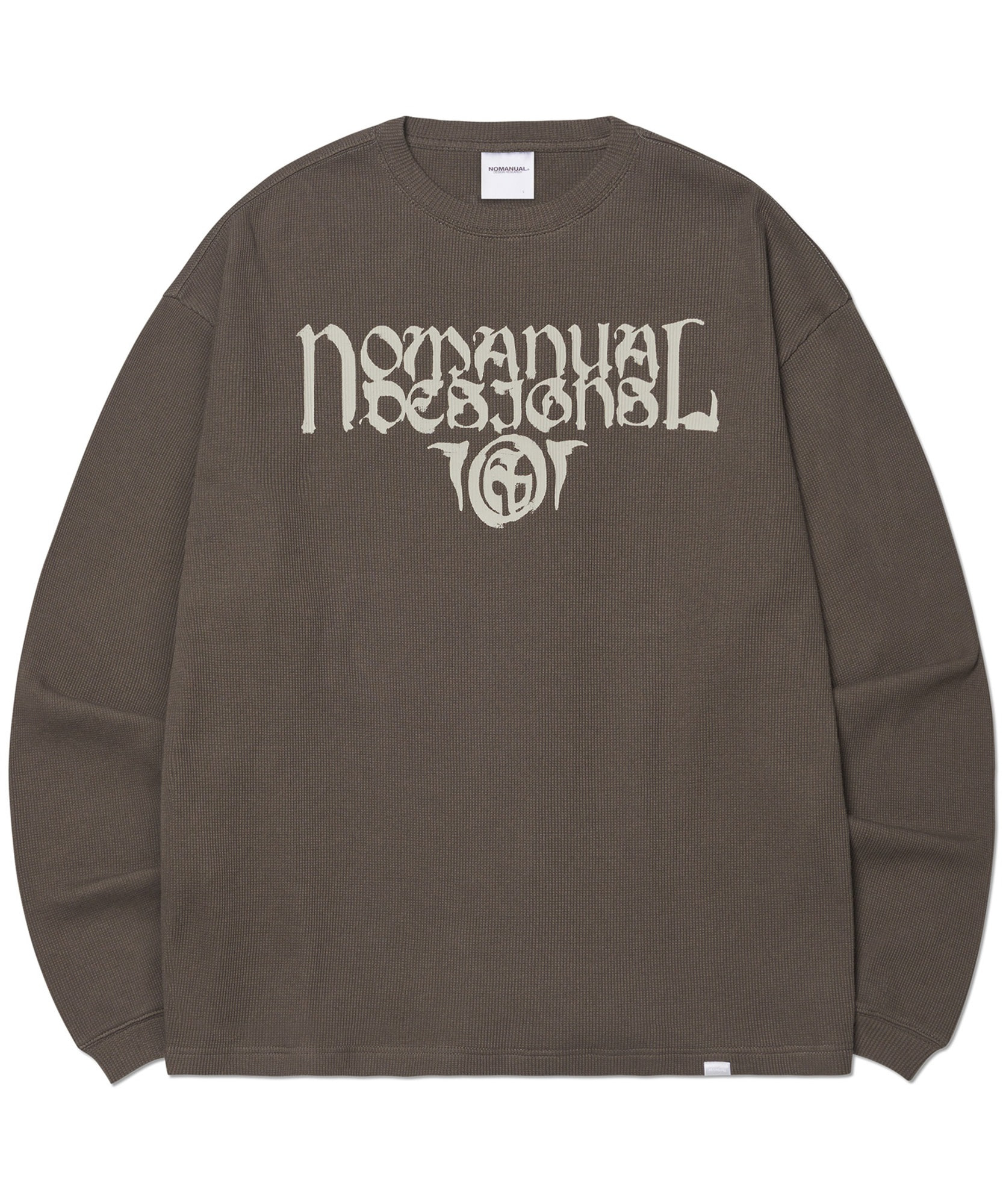 P.T WAFFLE LONG SLEEVE TEE - KHAKI GRAY - nomanual