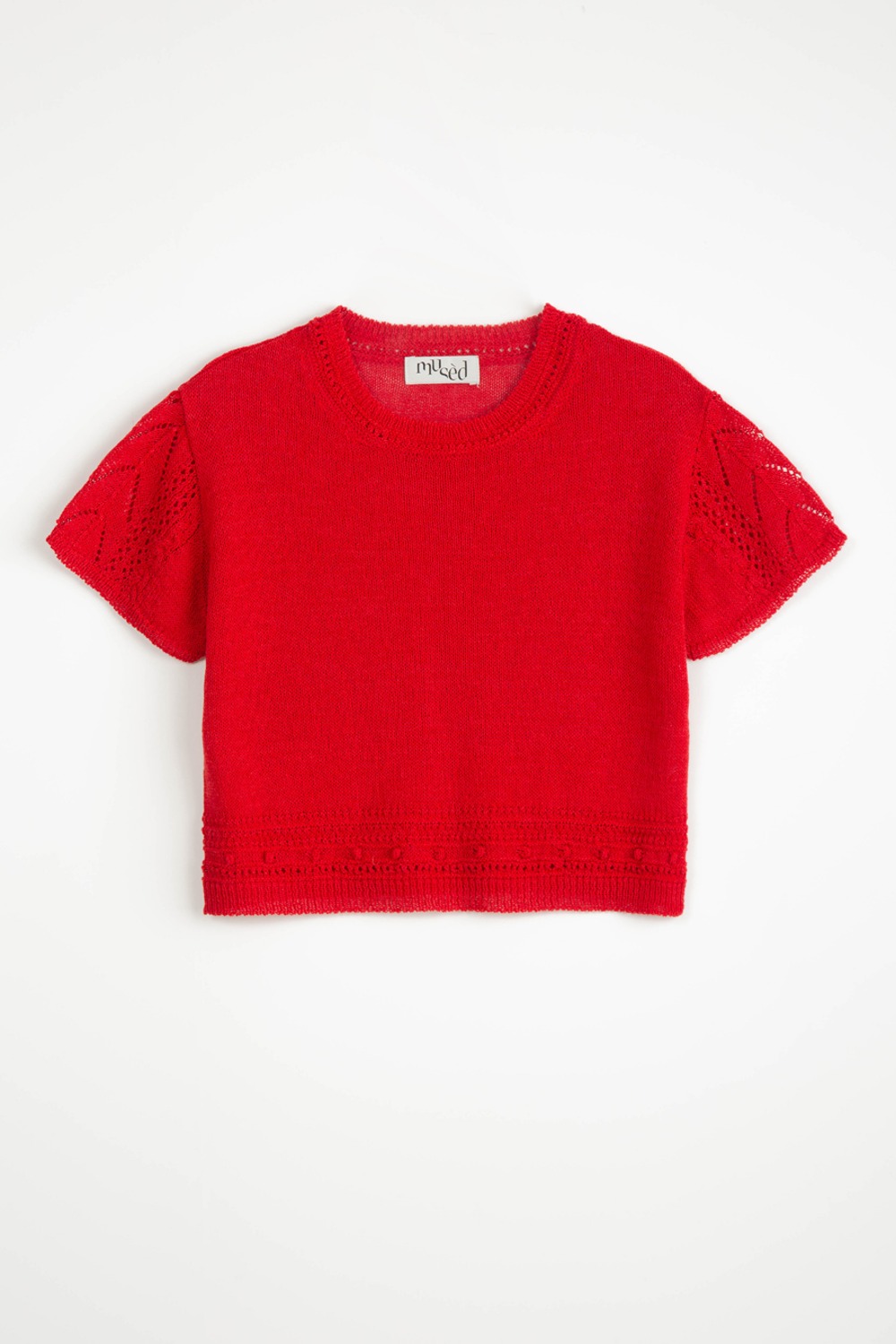 (24SS) MUSED CROP KNIT PULLOVER RED