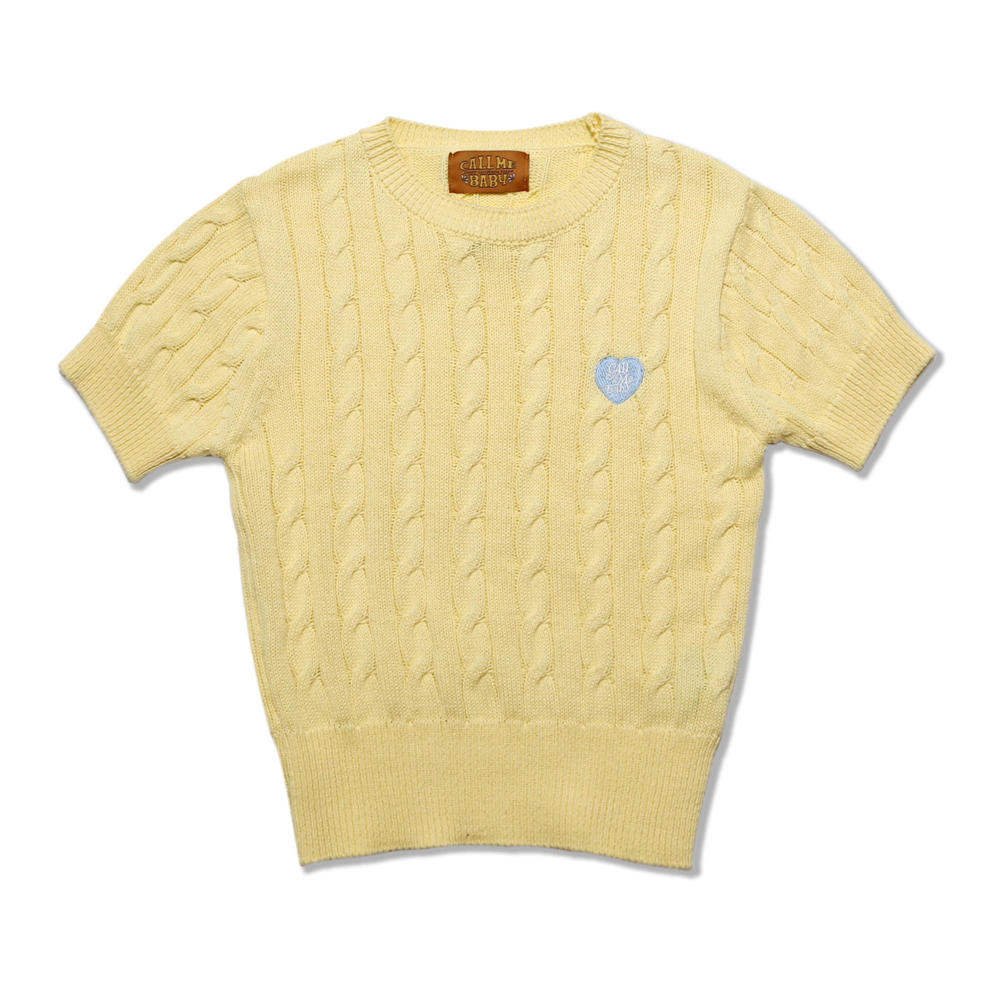 [Call Me Baby] Baby Cable Knit Short Sleeve (Lemon)