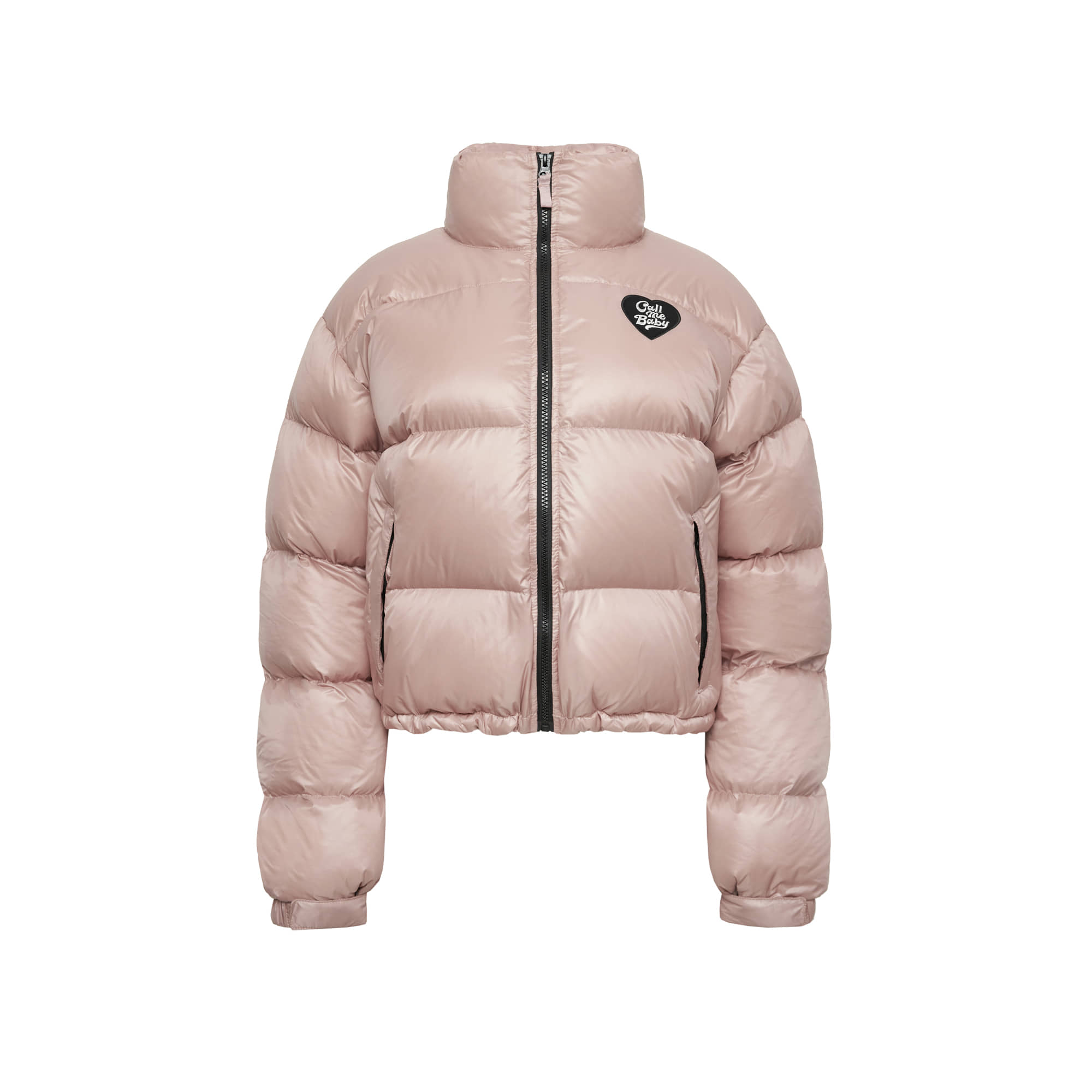 [Call Me Baby] Baby Embroidery Cropped Down Jacket (Pink)