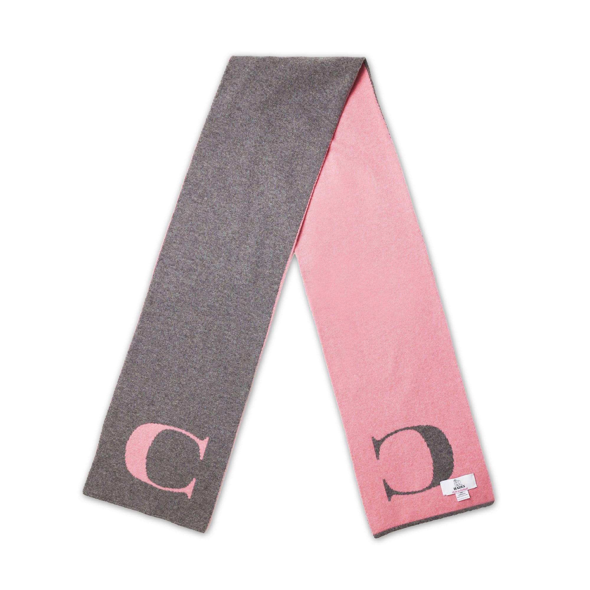 [HADES] Alphabet C Scarf _ Grey/Pink (30% Sale)