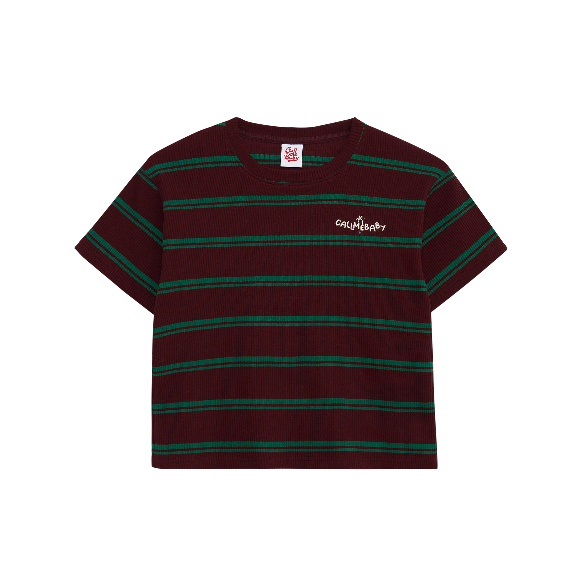 [Call Me Baby] Baby Rib Stripe Cropped Tee _ Brown