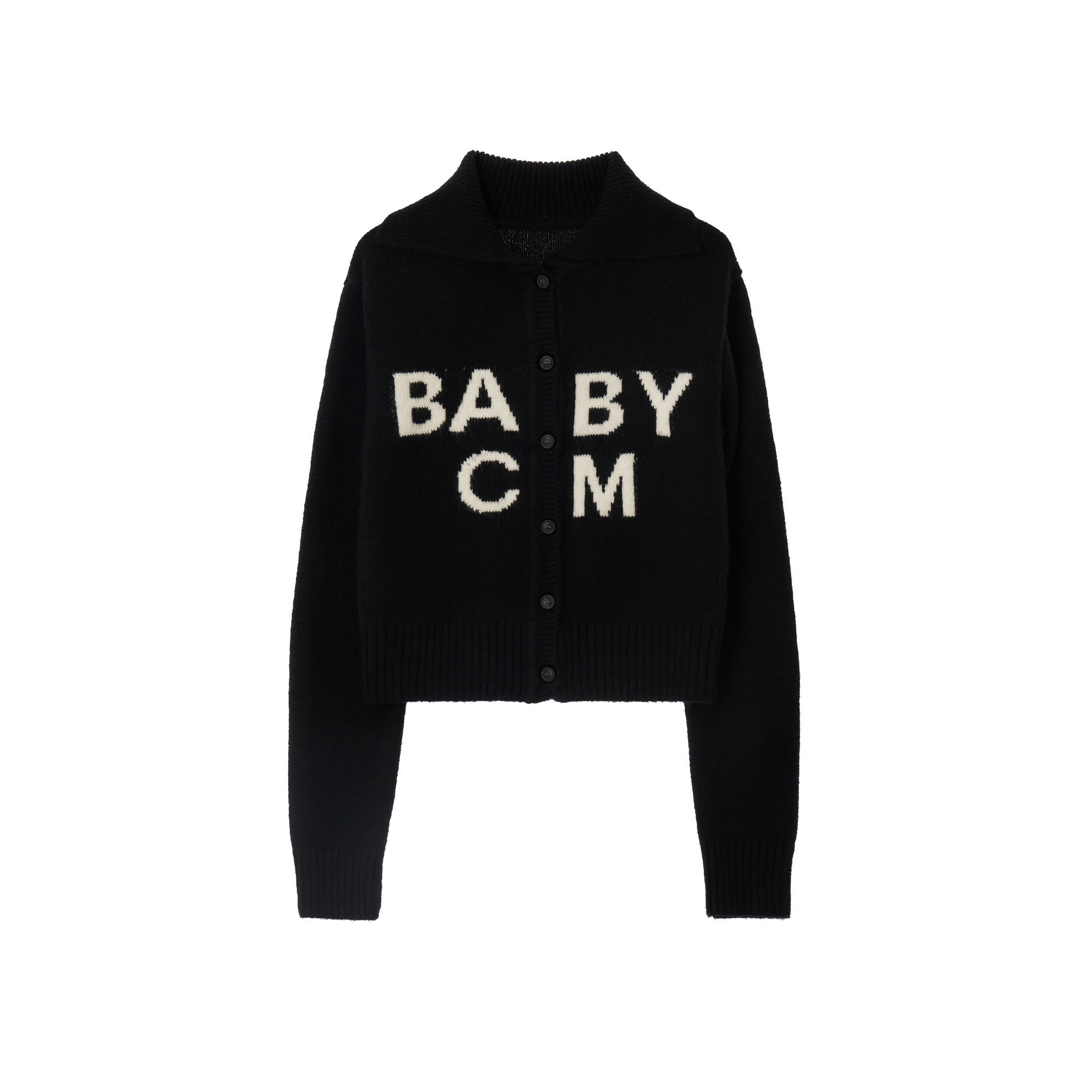 [Call me baby] Simple logo Jacquard Knit Jacket _ Black 