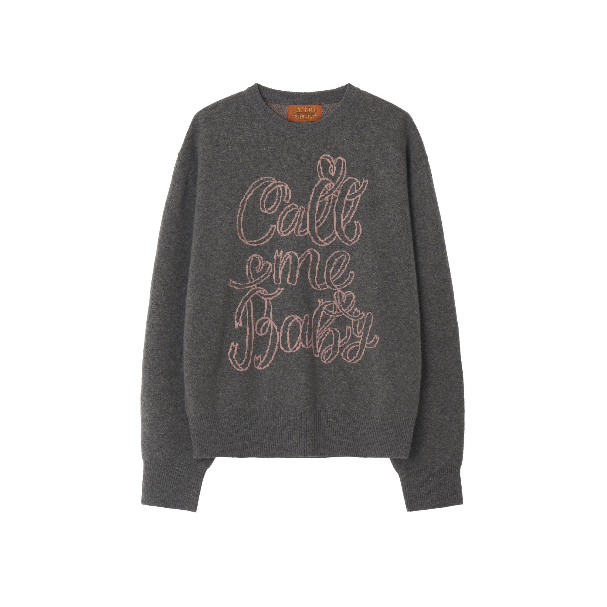 [Call me baby] Ribbon Logo Cashmere Sweater _ Grey