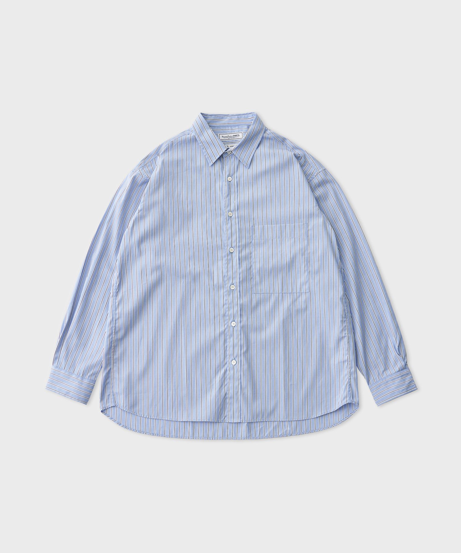 T.M. Stripe Regular Collar L/S Shirt (Blue Stripe)