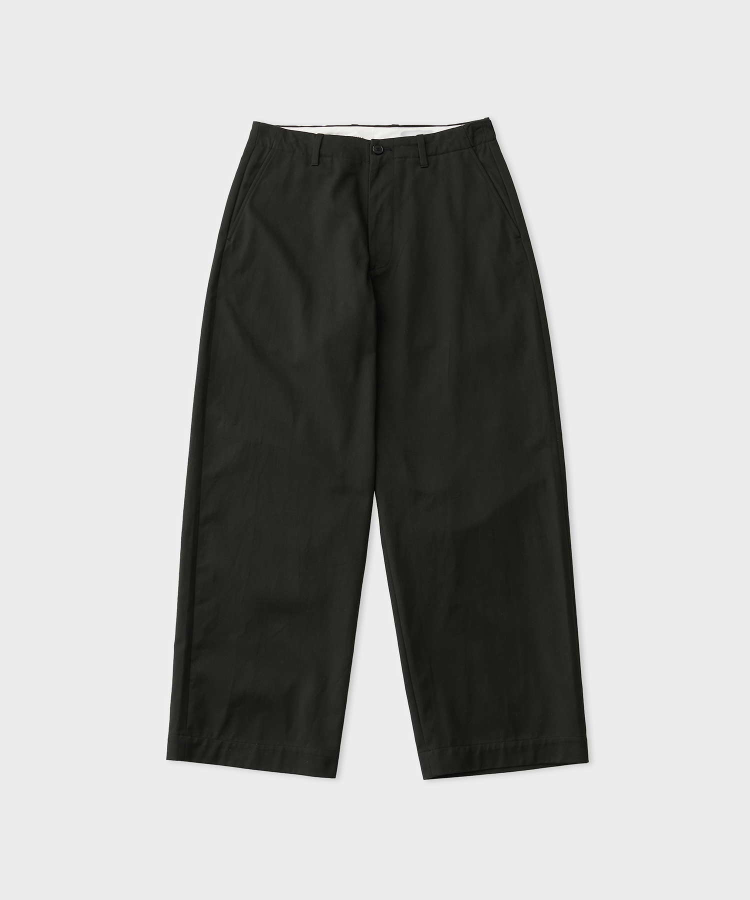 No Tuck Wide Chino Trousers (Black)