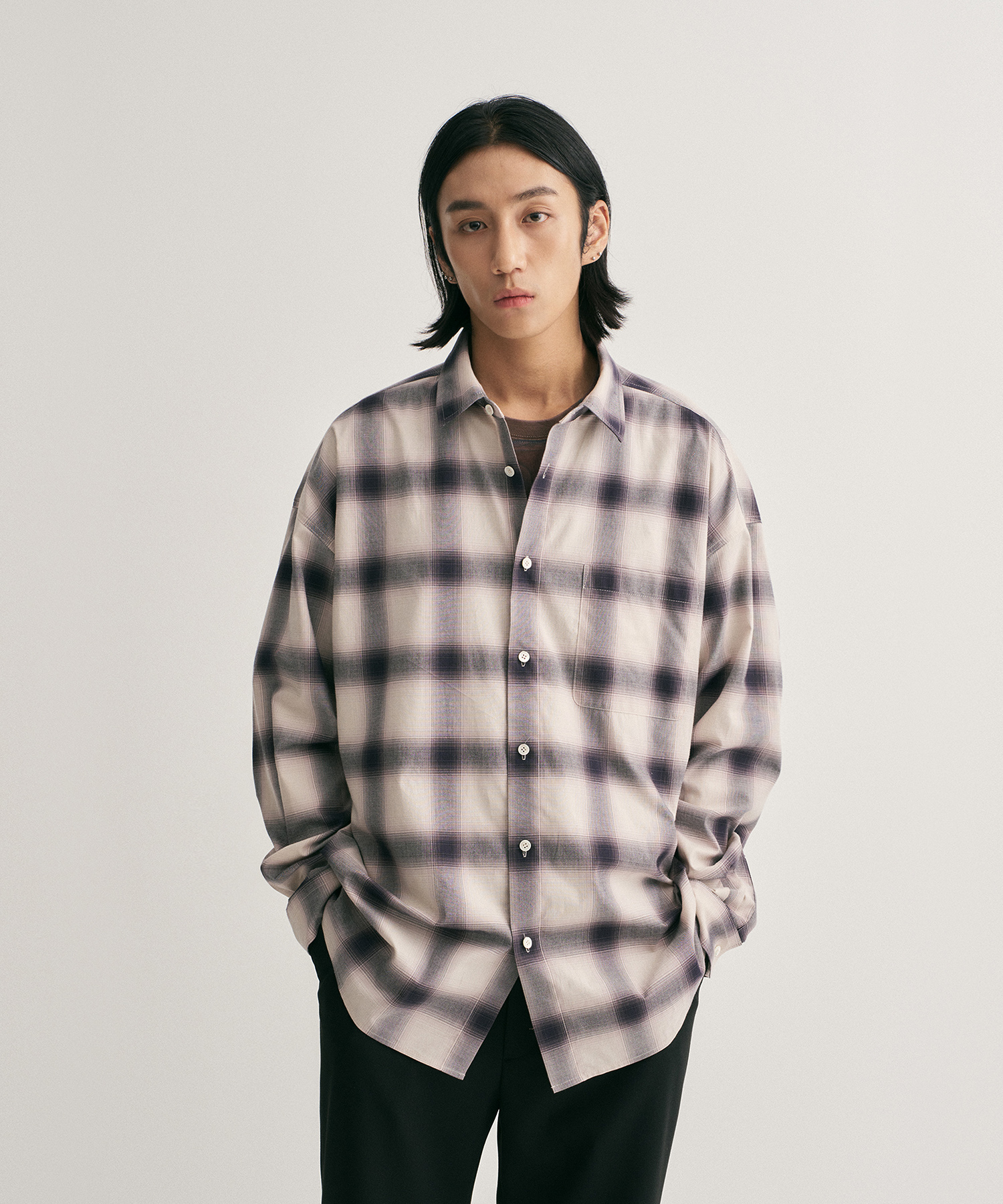 23AW Reverb Relaxed - Shirt (White - Ombre)