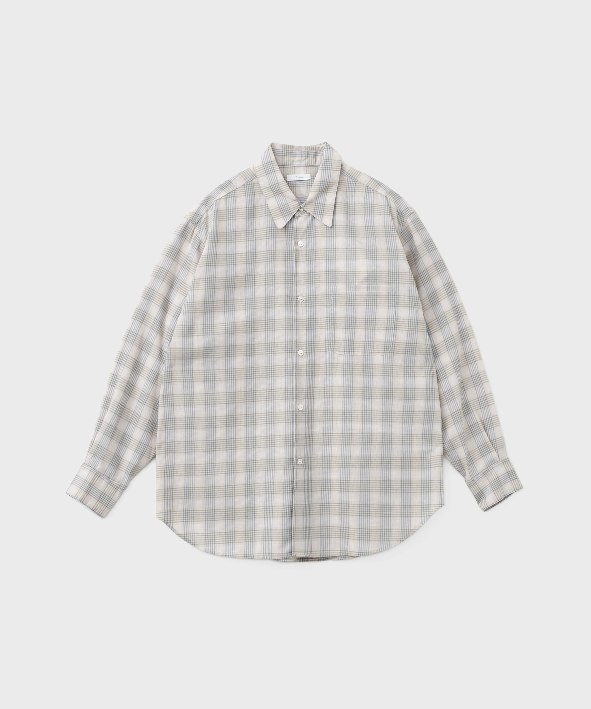 Wool Blended Reguler Collar Check Shirt (Beige Check)