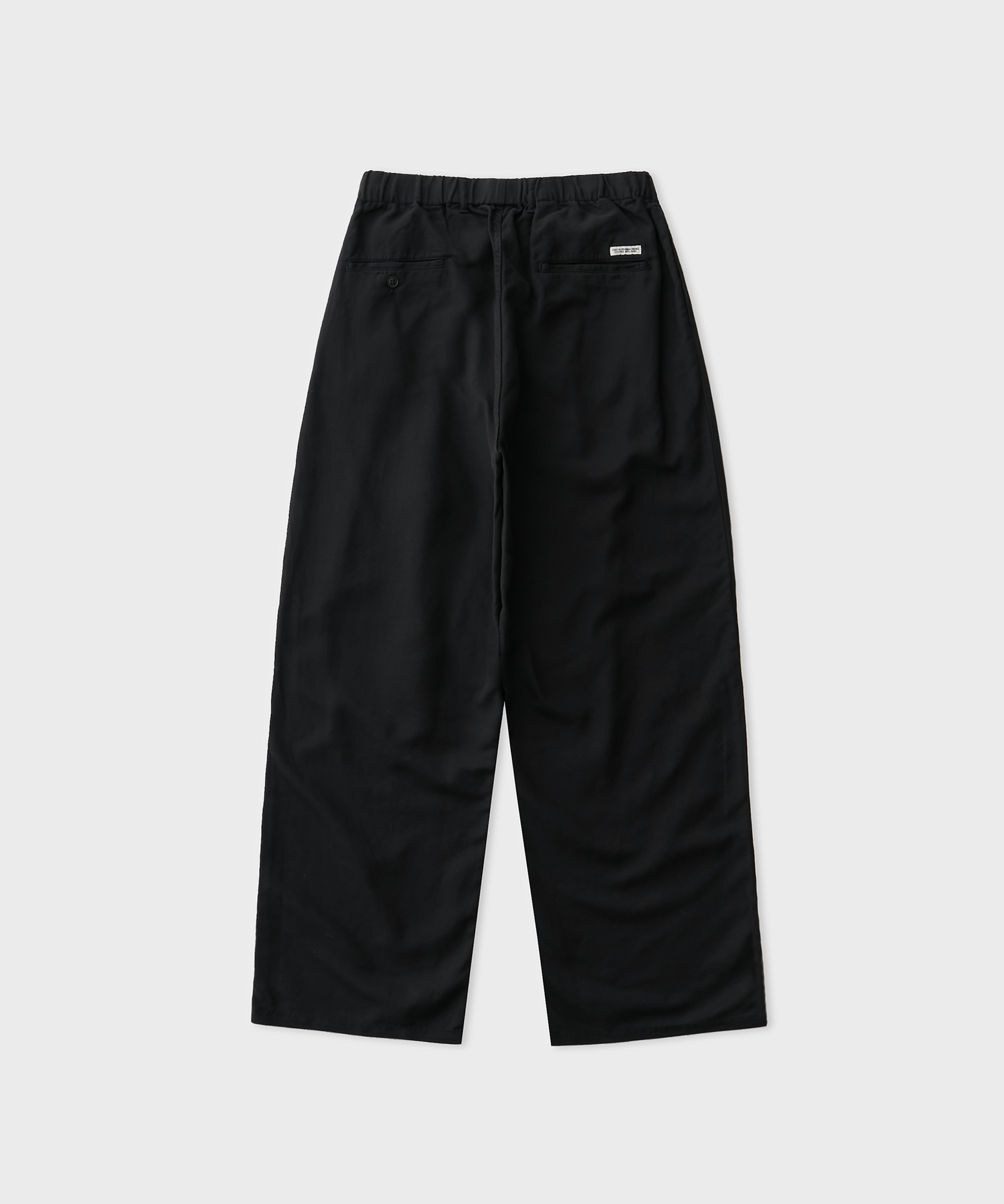 Garment Dyed Double Cloth 2 Tuck Wide Easy Trousers (Black)