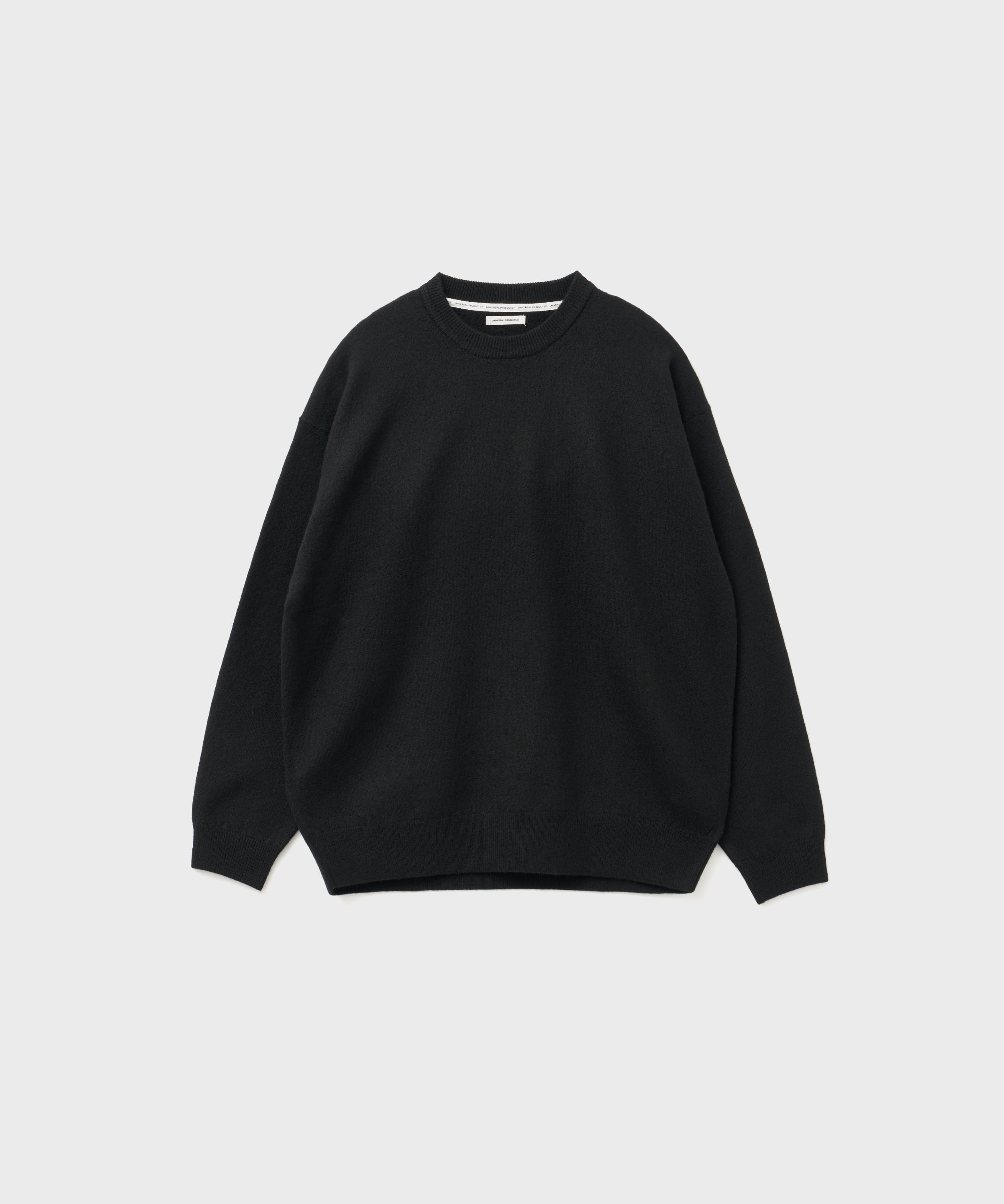Felted Merino Wool Crew Neck Sweater (Black)
