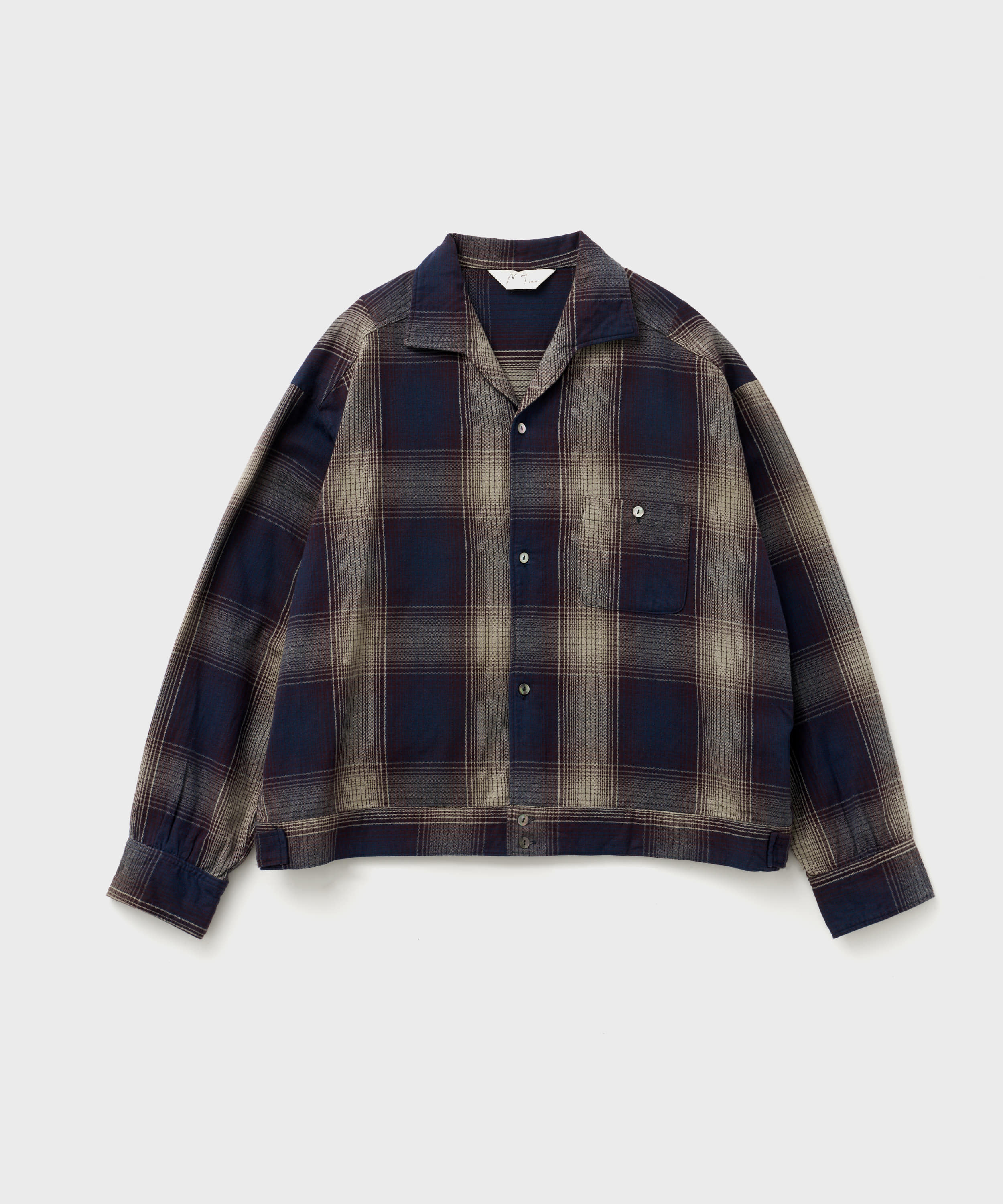 Flannel Check Short Shirt Jacket (Gray Burgundy)