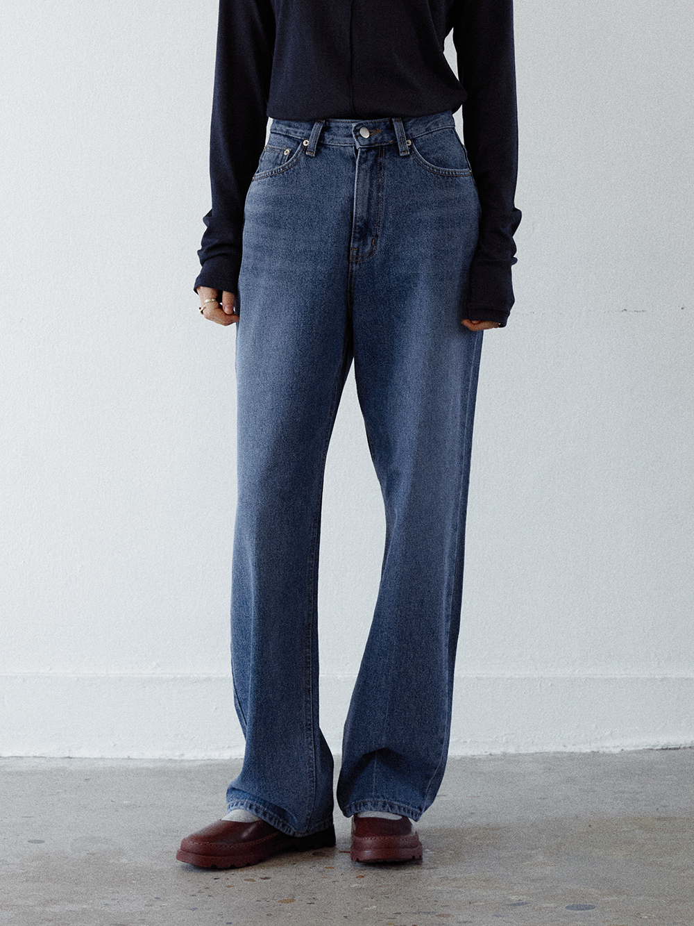 RELAXED DENIM PANTS MID BLUE