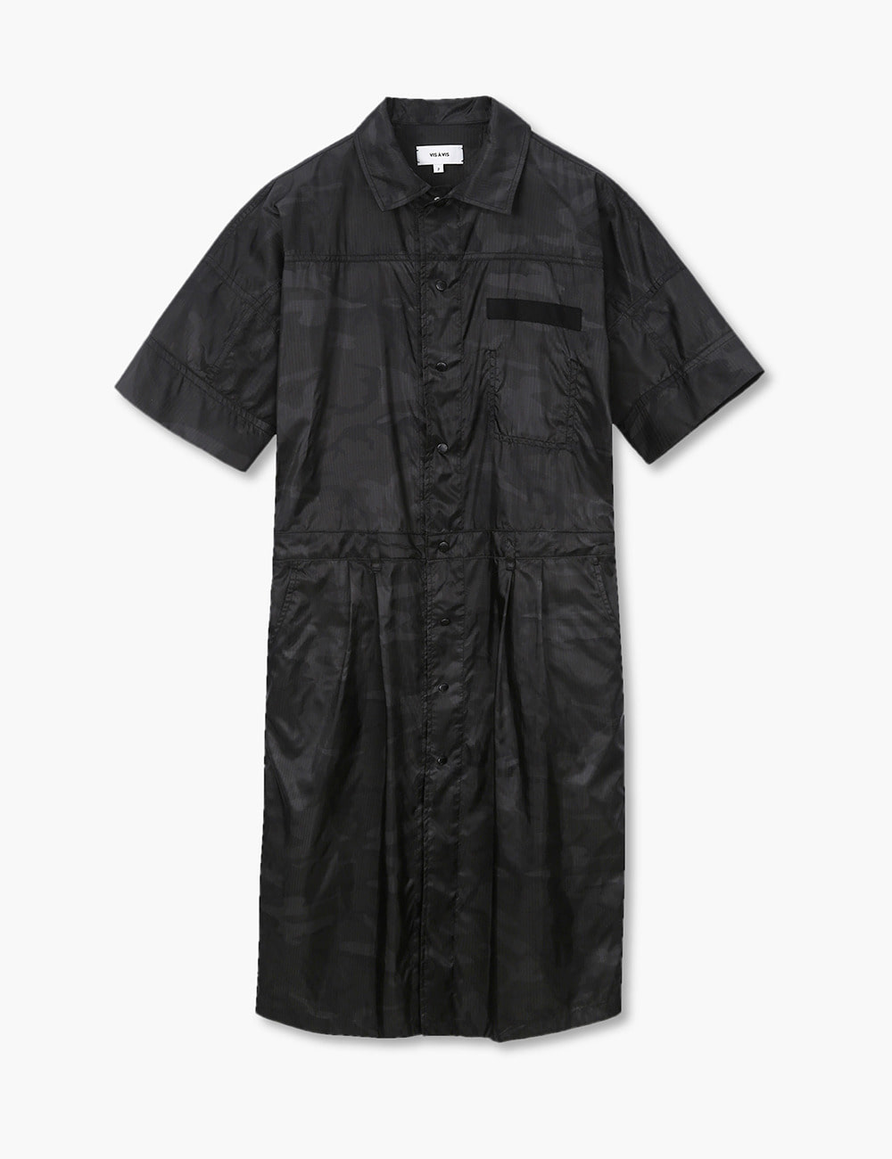 NYLON RIPSTOP SHIRT DRESS (BLACK CAMO)