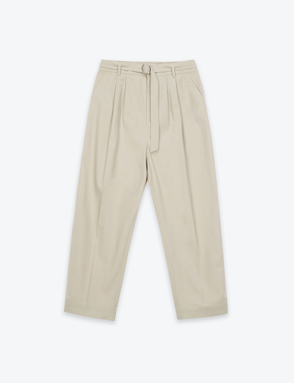 BELTED TAPERED PANTS (BEIGE)