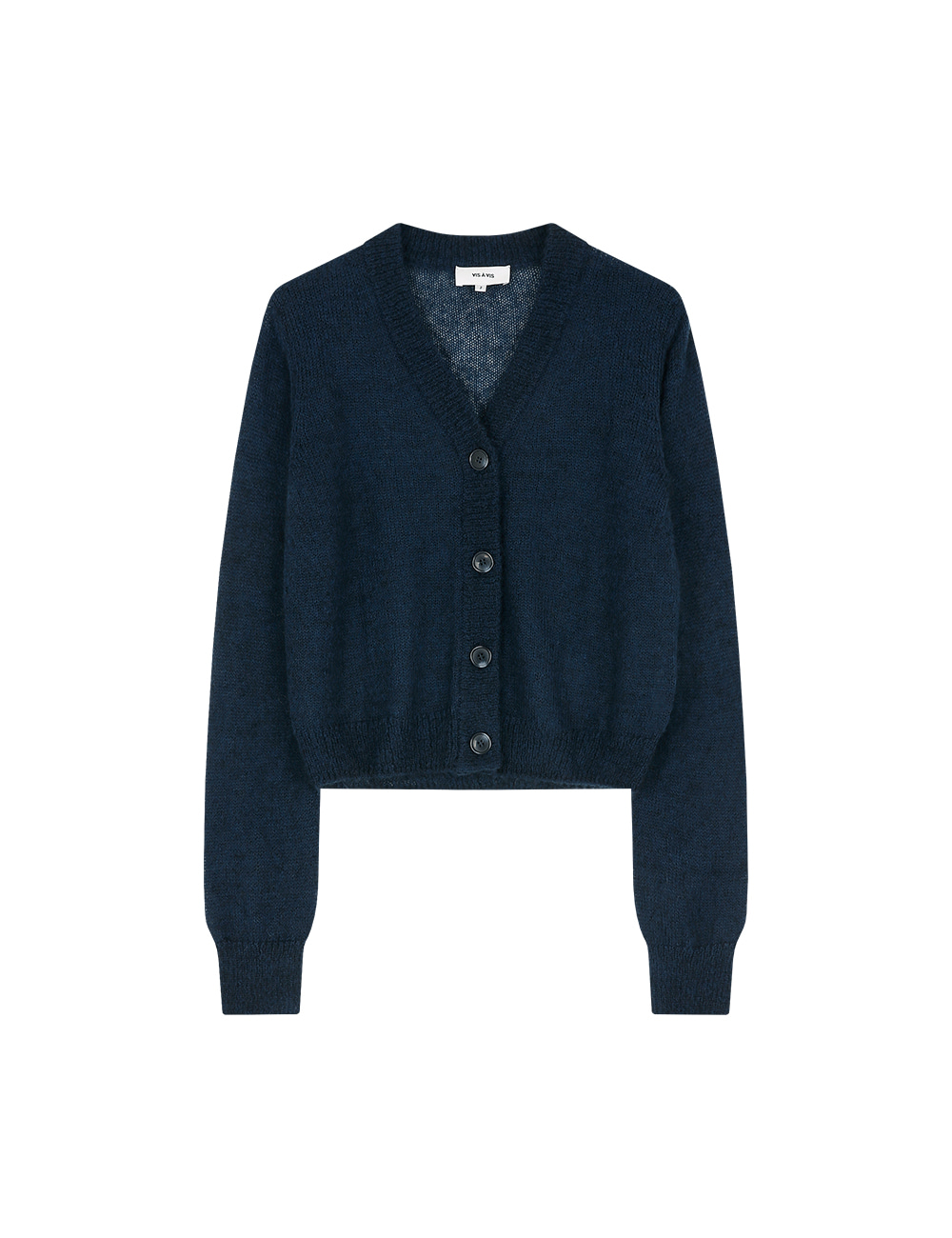 MOHAIR CROPPED SWEATER CARDIGAN (NAVY)