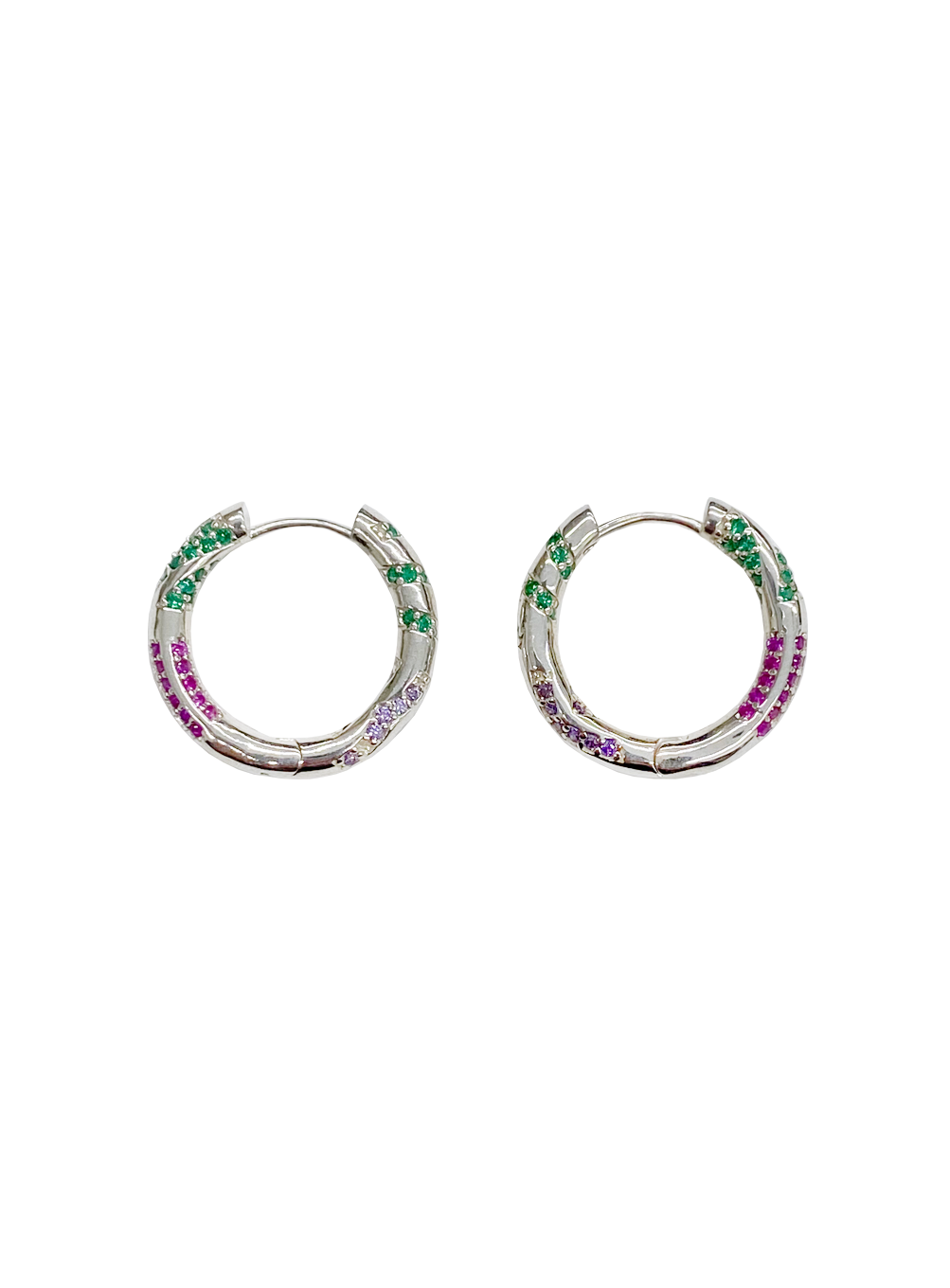 Magenta &amp; Green Ring Earrings