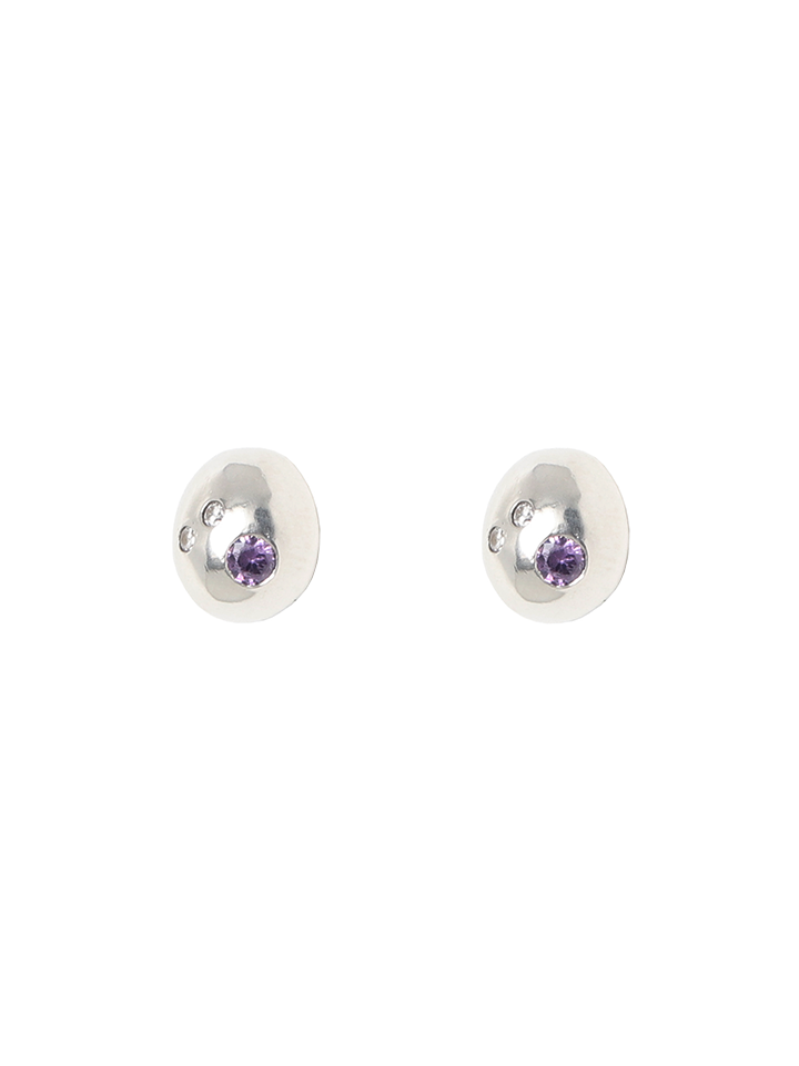 cubic ball earring (purple)