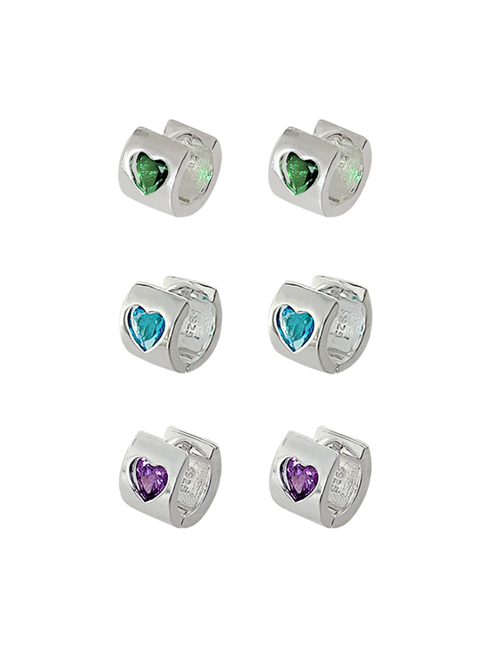 Cubic heart Earrings (3color)