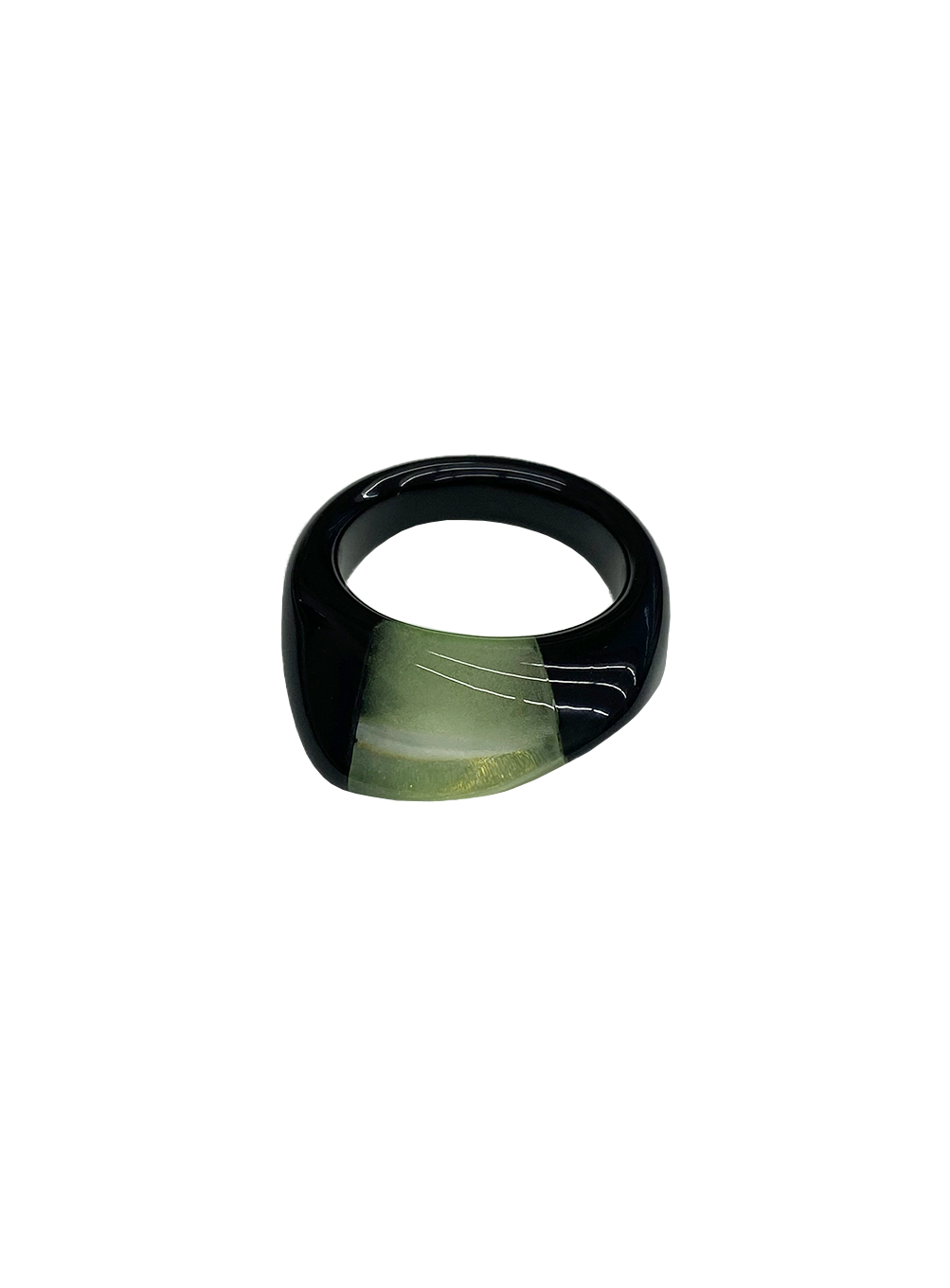 Green point black Formica ring