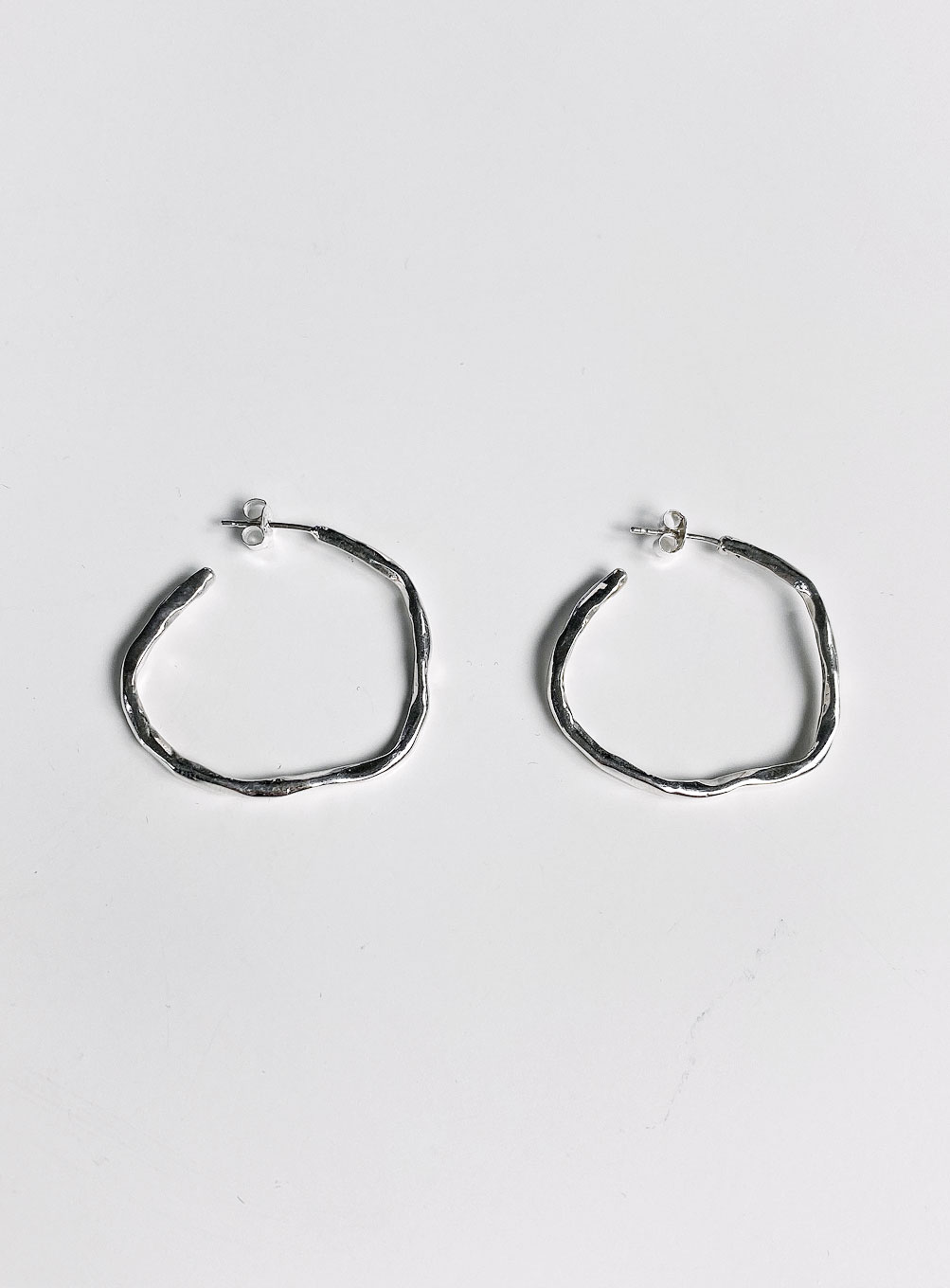 Raw slim ring earrings (silver/gold)